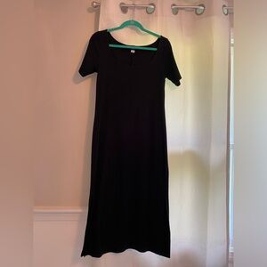 Ankle Length Tight Black T-Shirt Dress